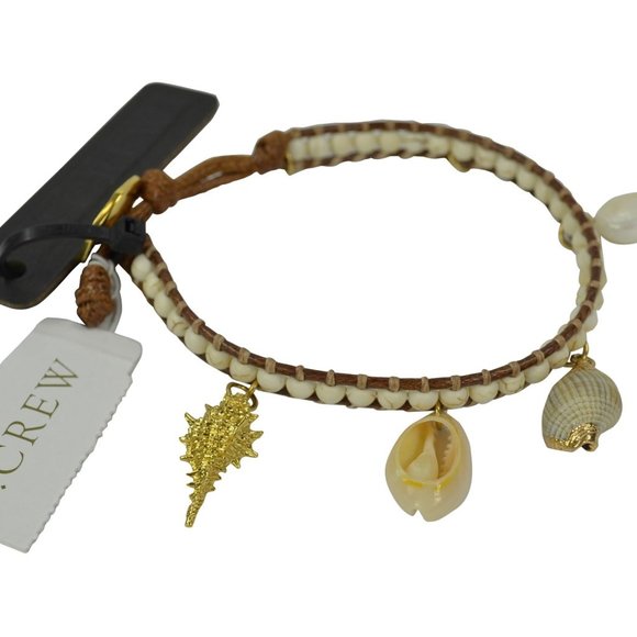NWT J. Crew Gold Island Sea Shell Beaded Bracelet - Picture 3 of 6